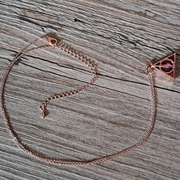 Harry Potter Deathly Hallows Necklace Rose Gold and Silver Tone - Picture 3 of 6